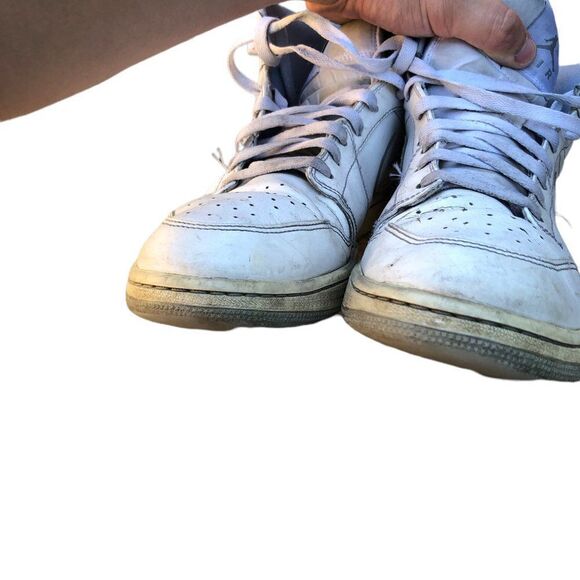 BEATER 2015 Nike Air Jordan 1 Mid White Wolf Grey Size 14 - Picture 14 of 16